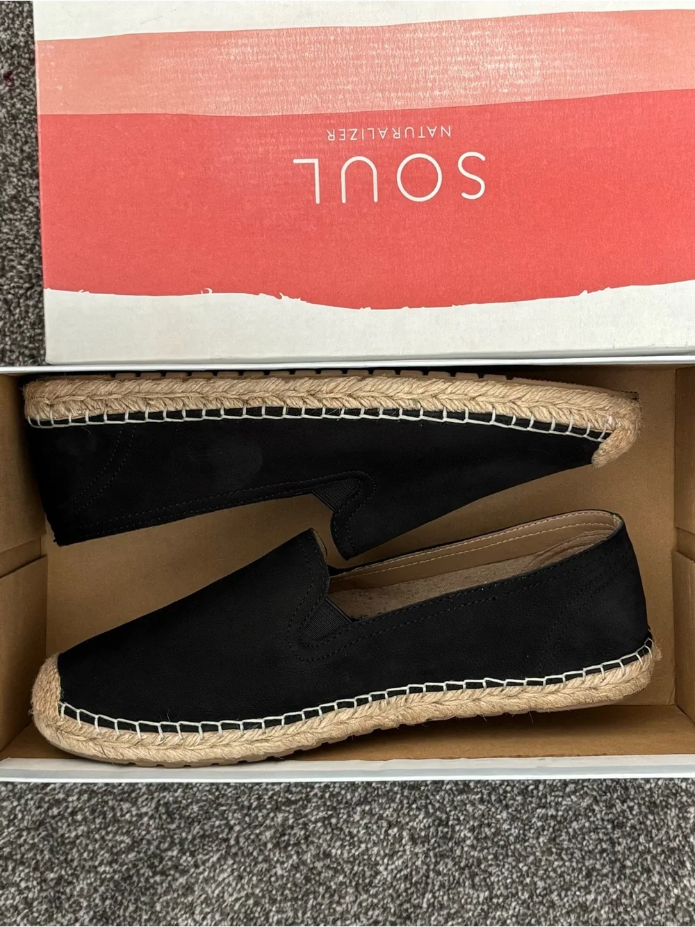SOUL Naturalizer Black Espadrille Slip-On Flats Size: 8